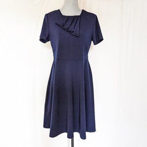 Mike Is Dress Navy Flutter Colar tie, fit and flare  short sleeve Womens Size XL